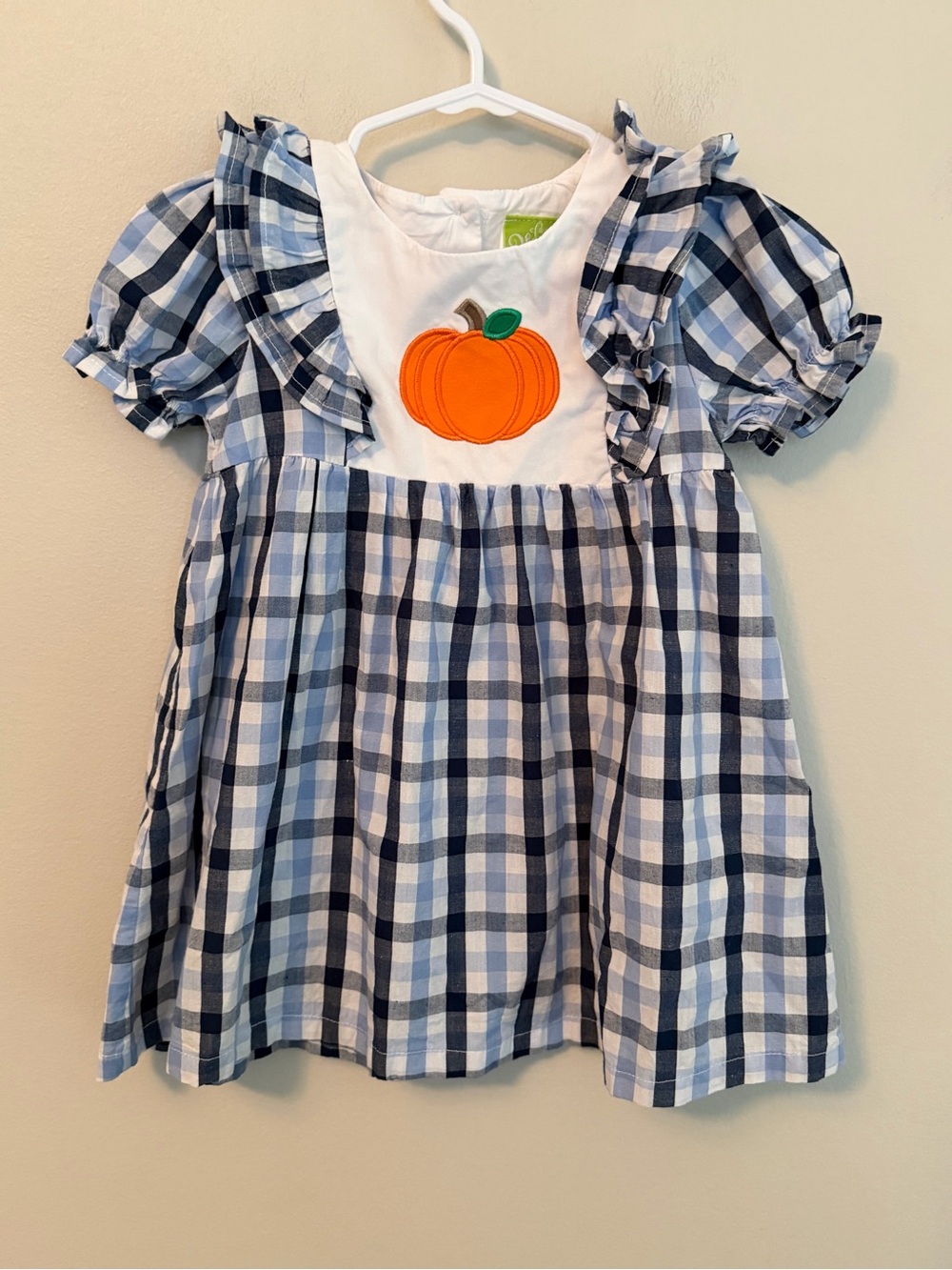 Classic Whimsy Embroidered Pumpkin Plaid Dress